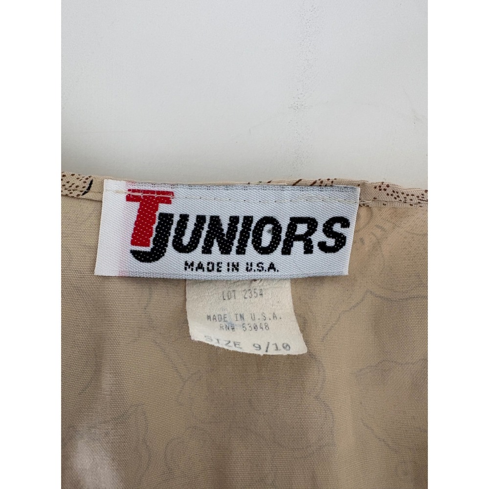 Vintage T Juniors Tan Floral Frog Toggle Longline Vest Duster Made in USA 9/10 - Picture 5 of 6